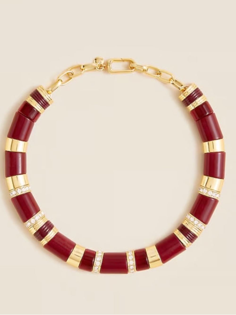 J. Crew Burgundy and Gold Chunky Link Necklace